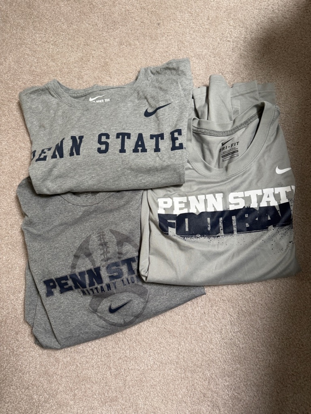 Nike Gray Penn State Football Tee Bundle - Gray & Navy Logos